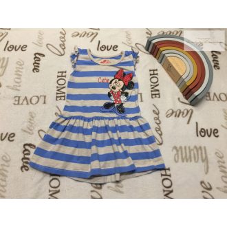   Minnie  12-18 hó 80-86 cm kék - szürke csíkos Minnie mintás pamut lány ruha - újszerű,hibátlan