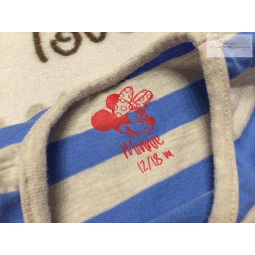 Minnie  12-18 hó 80-86 cm kék - szürke csíkos Minnie mintás pamut lány ruha - újszerű,hibátlan