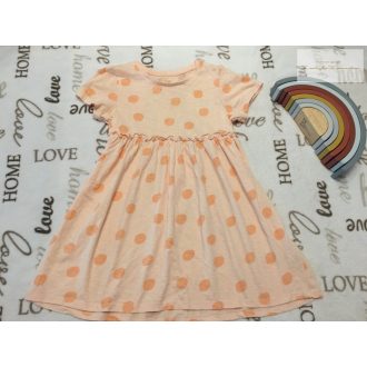   Matalan 5-6 év 110-116 cm barackvirág színű, pöttyös vékony pamut lány ruha- újszerű,hibátlan