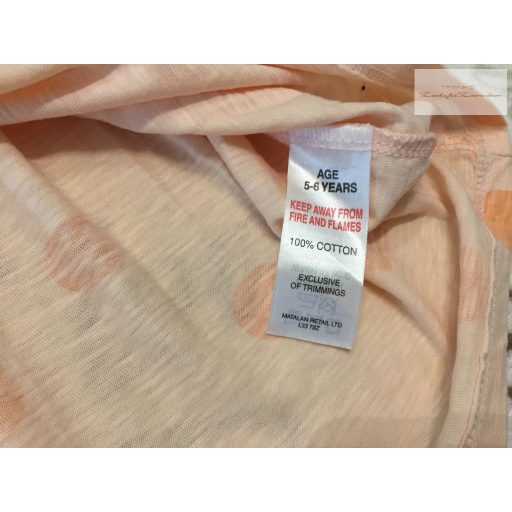 Matalan 5-6 év 110-116 cm barackvirág színű, pöttyös vékony pamut lány ruha- újszerű,hibátlan