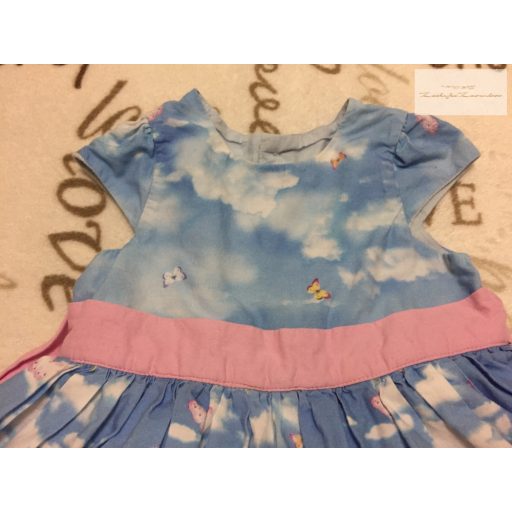 Mothercare 6 -9  hó  9 kg pillangó - felhő -virágmintás, tüllös alsószoknyás elegáns  lány ruha- újszerű,hibátlan