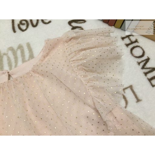 Matalan 18 - 23  hó 86 - 92 cm rózsaszín, arany pöttyös alkalmi/ elegáns tüll lány ruha - újszerű,hibátlan