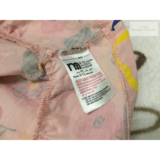 Mothercare 9-12 hó 80 cm rózsaszín, színes nagy virágmintás pamut lány ruha-újszerű,hibátlan
