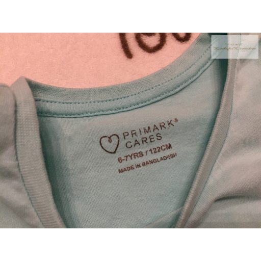 Primark 6-7 év 116-122 cm világoskék, szivárvány mintás - fodros vékony pamut lány ruha- újszerű,hibátlan