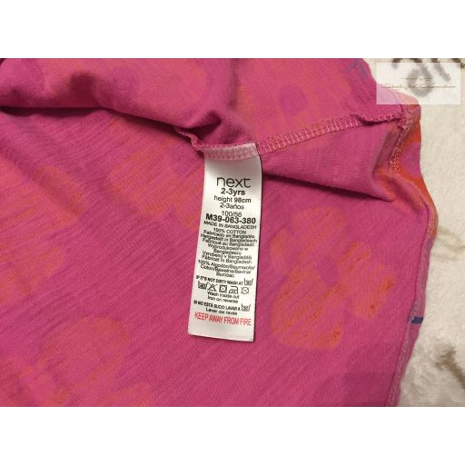 Next 2-3 év 98 cm pink, nagy narancssárga virágmintás pamut lány ruha - újszerű,hibátlan