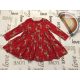 F§F 12  - 18 hó 80-86  cm piros, rénszarvas mintás pamut lány ruha- újszerű,hibátlan - karácsonyi