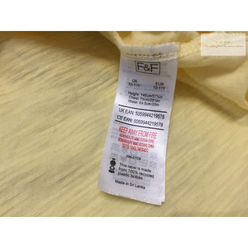 F§F 10-11 év 146 cm sárga vékony  pamut lány ruha-újszerű,hibátlan