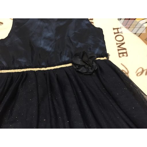 H§M 8-9 év 134 cm sötétkék - arany, tüll szoknyás alkalmi/ elegáns lány ruha- újszerű,hibátlan