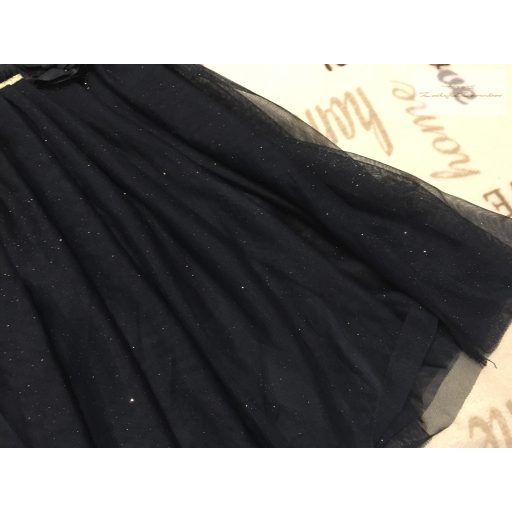 H§M 8-9 év 134 cm sötétkék - arany, tüll szoknyás alkalmi/ elegáns lány ruha- újszerű,hibátlan