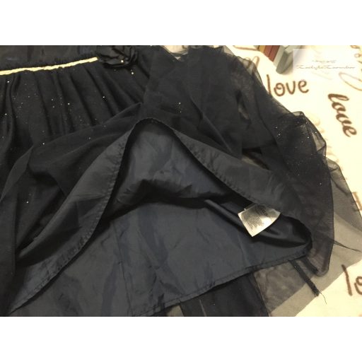 H§M 8-9 év 134 cm sötétkék - arany, tüll szoknyás alkalmi/ elegáns lány ruha- újszerű,hibátlan