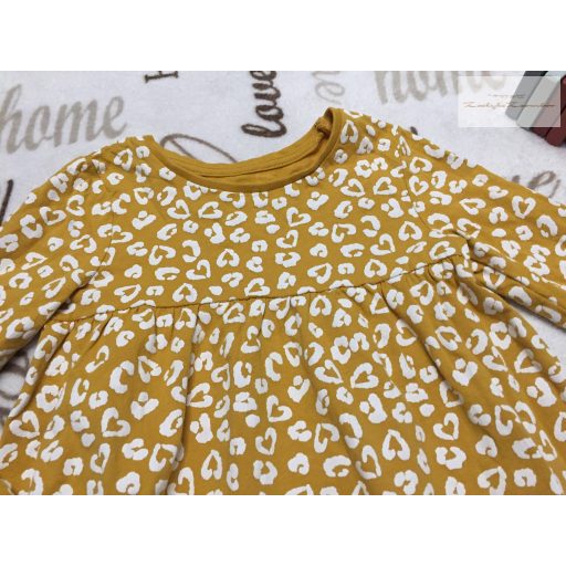 Mothercare 2- 3 év 92-98 cm sárga, fehér mintás  pamut lány ruha - újszerű,hibátlan
