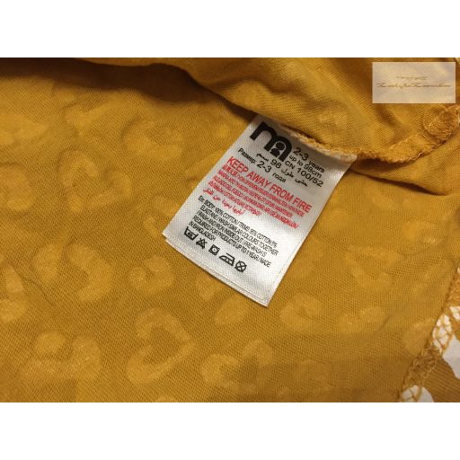 Mothercare 2- 3 év 92-98 cm sárga, fehér mintás  pamut lány ruha - újszerű,hibátlan