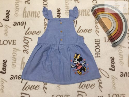 Disney at Primark 9-12 hó 74-80 cm kék, Minnie mintás vékony anyagú lány ruha/ kantáros szoknya-új, csak lecímkézve