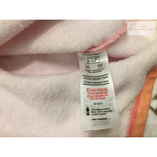 F§F 4-5 év 110 cm színes csíkos, unikornis mintás vastag pamut lány ruha - újszerű,hibátlan