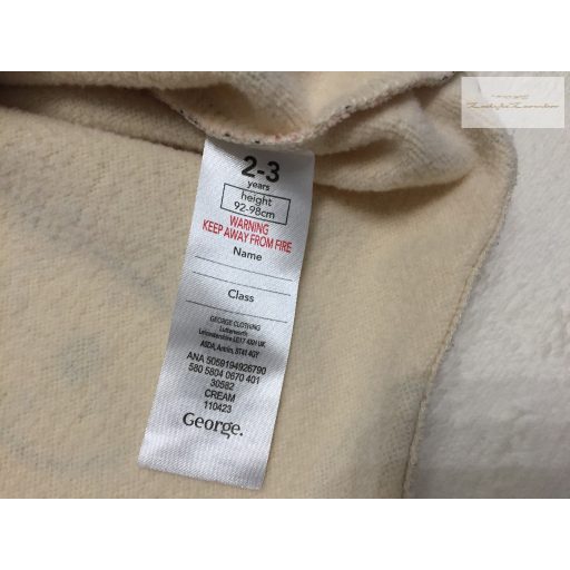 George 2-3 év 92-98  cm bézs, télapó-rénszarvas- karácsonyi mintás vastagabb pamut lány ruha újszerű,hibátlan