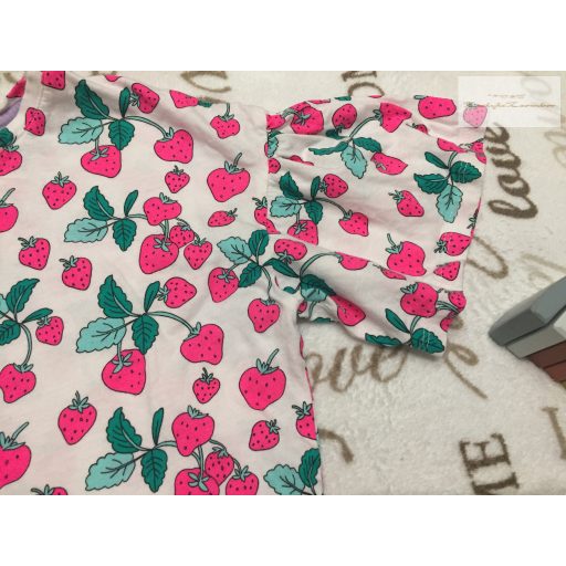 TU 11 év 146 cm eper mintás, ujján fodros vékony pamut lány ruha- újszerű,hibátlan