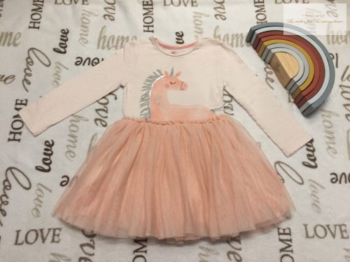 Mothercare 18-24 hó 86-92 cm  rózsaszín, unikornis mintás pamut - tüll lány ruha-újszerű,