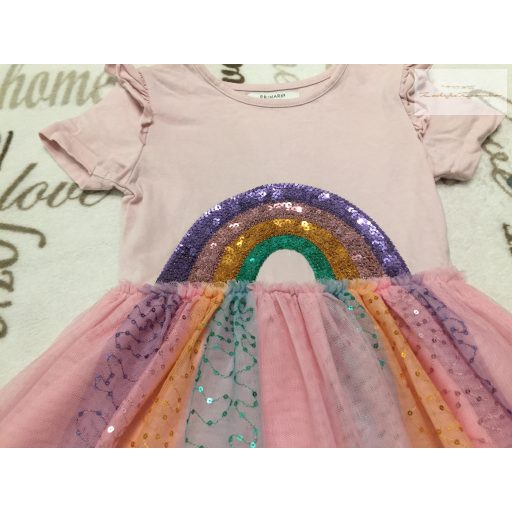 Primark 4-5 év 104-110 cm  simizős dzivárvány mintás pamut - tüll lány ruha - újszerű,hibátlan