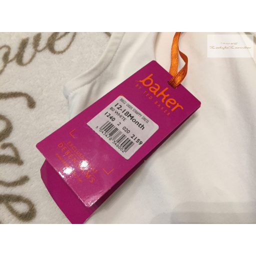 Ted Baker 12 -18 hó 80-86 cm fehér, színes virág és madár mintás pamut lány ruha hajpánttal - új, címkés