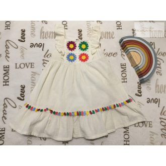   Haute Hippie 4-5 év 110 cm ecru, hímzett virágmintás alsószoknyás lány ruha - újszerű,hibátlan