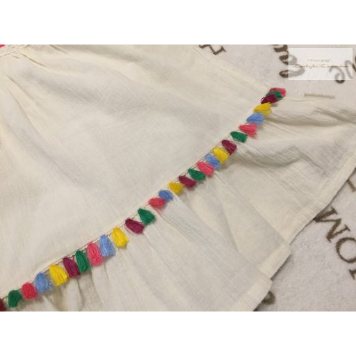 Haute Hippie 4-5 év 110 cm ecru, hímzett virágmintás alsószoknyás lány ruha - újszerű,hibátlan