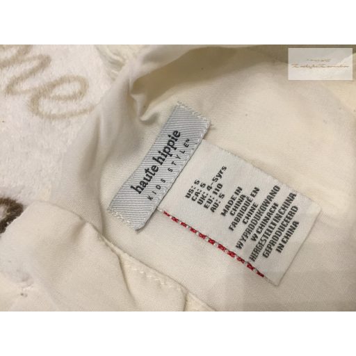 Haute Hippie 4-5 év 110 cm ecru, hímzett virágmintás alsószoknyás lány ruha - újszerű,hibátlan