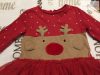 Next 18 - 24 hó 86-92 cm  rénszarvas mintás piros tüll szoknyás  pamut lány ruha -újszerű,hibátlan- karácsonyi