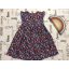 Mothercare 5-6 év 110-116 cm sötétkék, színes virág és cica mintás  lány ruha - újszerű,hibátlan