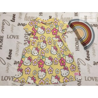   TU 2- 3 év 92 -98 cm sárga, Hello Kitty és színes virágmintás  pamut lány ruha újszerű,hibátlan