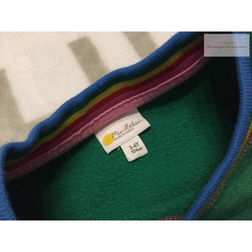 Mini Boden 3-4 év 104 cm zöld, színes ló mintás vastagabb pamut lány kis ruha/ tunika - újszerű,hibátlan