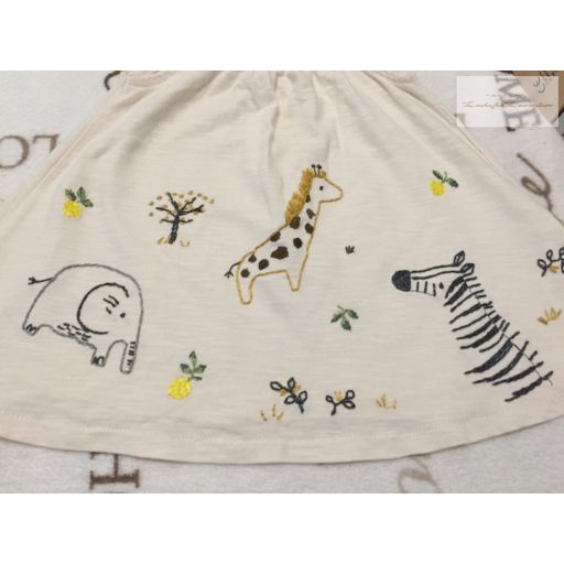 Next up to 3 month 6 kg bézs, zebra-zsiráf -elefánt mintás pamut lány ruha új, átnőtt
