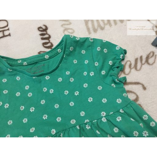 Primark 2-3 év 98 cm zöld, fehér virágmintás  pamut lány ruha- újszerű,hibátlan