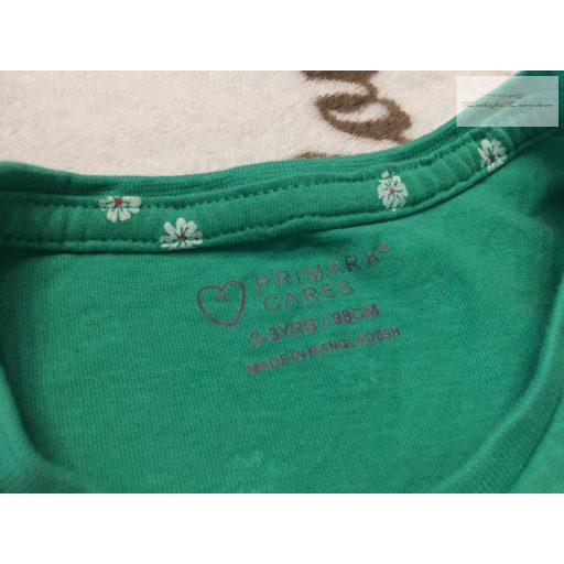 Primark 2-3 év 98 cm zöld, fehér virágmintás  pamut lány ruha- újszerű,hibátlan