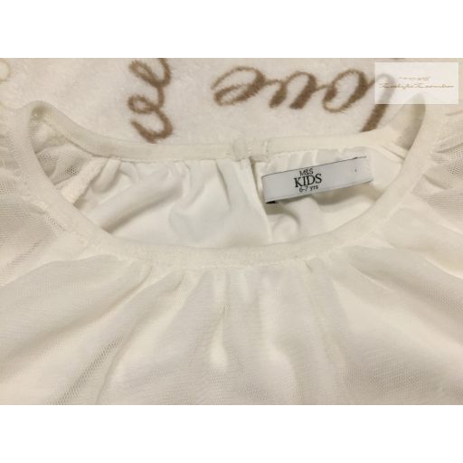 M§S 6-7 év 122 cm fehér, színes pillangó mintás  alkalmi/ elegáns tüll lány ruha újszerű, hibátlan