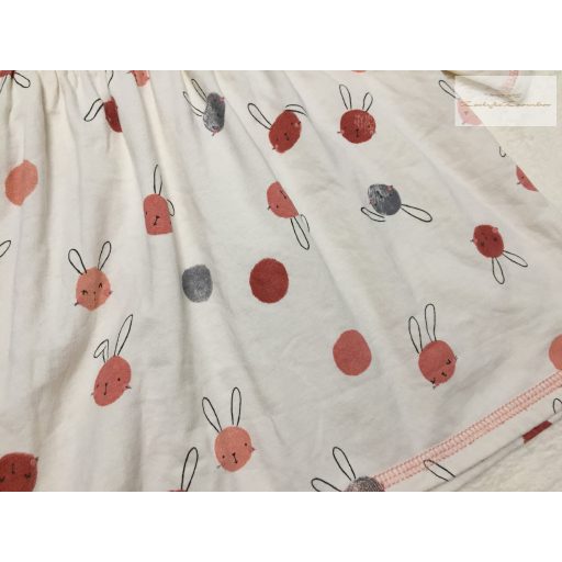 C§A 3-6 hó 68 cm bézs, színes nyuszi fej mintás pamut lány ruha - újszerű,hibátlan