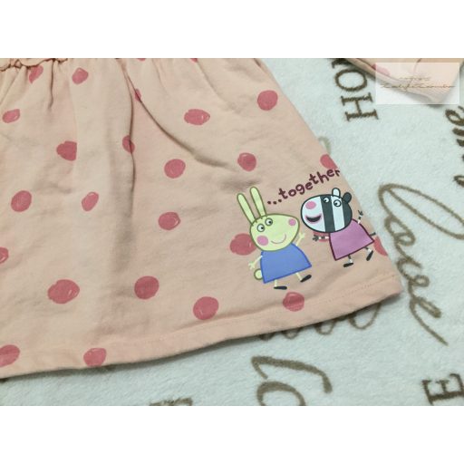 George 9 - 12 hó 74 - 80 cm  rózsaszín, pöttyös, Peppa mintás puha pamut lány ruha-újszerű,hibátlan