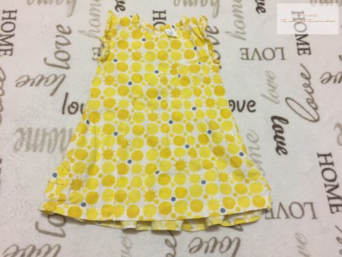 Tout Petit 6-9 hó 71 cm sárga mintás fodros vékony anyagú lány kis ruha- újszerű,hibátlan