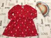 George 3 - 4  év 98 -104 cm  piros, rénszarvas - fenyő mintás pamut lány karácsonyi ruha-újszerű,hibátlan