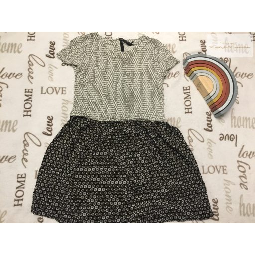 Next 12 év 152 cm fekete- fehér virágmintás vékony pamut lány ruha - újszerű,hibátlan