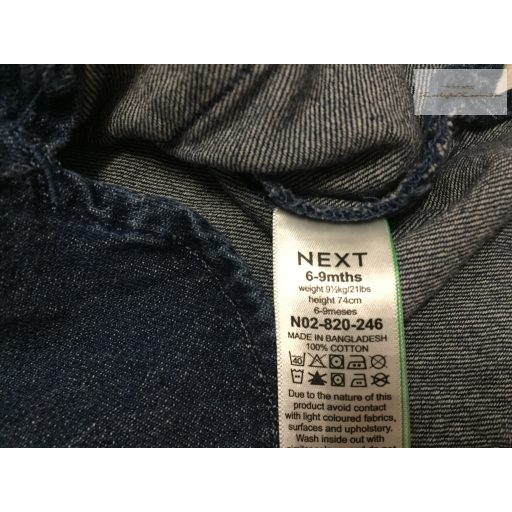 Next 6 -9 hó 9,5 kg  unikornis és szivárvány mintás  vékony farmer és pamut lány ruha- újszerű,hibátlan