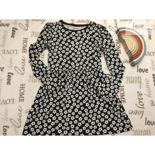 Matalan 13 év 158 cm fekete, fehér virágmintás vékony pamut lány ruha - új, átnőtt, csak átmosva