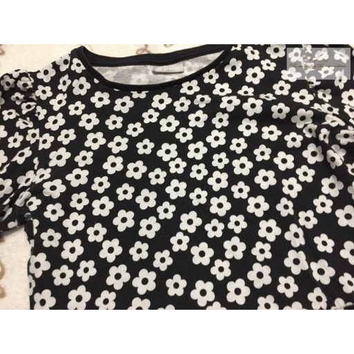 Matalan 13 év 158 cm fekete, fehér virágmintás vékony pamut lány ruha - új, átnőtt, csak átmosva