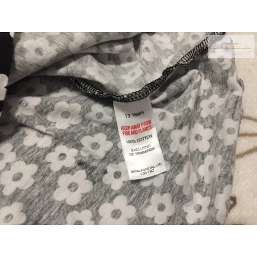 Matalan 13 év 158 cm fekete, fehér virágmintás vékony pamut lány ruha - új, átnőtt, csak átmosva
