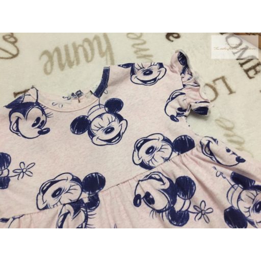 Disney újszülöttre való 50 cm rózsaszín, kék Minnie mintás pamut lány ruha-újszerű,hibátlan