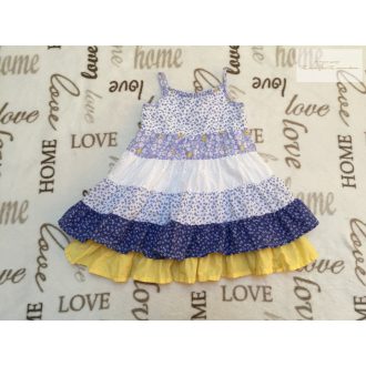   Mothercare 3 - 6 hó 8 kg  sárga-kék - fehér virágmintás fodros lány ruha  - újszerű,hibátlan