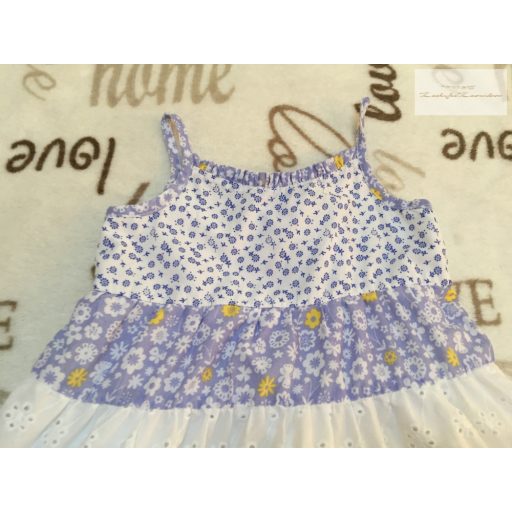 Mothercare 3 - 6 hó 8 kg  sárga-kék - fehér virágmintás fodros lány ruha  - újszerű,hibátlan