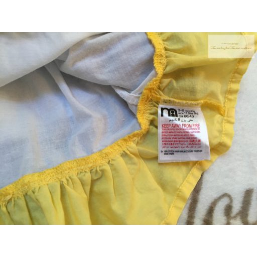 Mothercare 3 - 6 hó 8 kg  sárga-kék - fehér virágmintás fodros lány ruha  - újszerű,hibátlan