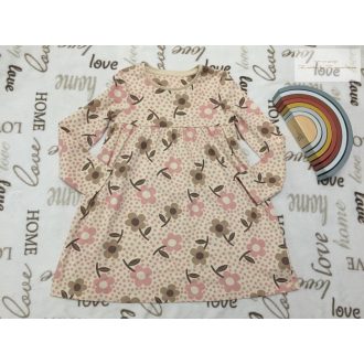   Mothercare 5-6 év 110-116 cm rózsaszín-khaki virágmintás pamut lány ruha - új, csak lecímkézve-átnőtte