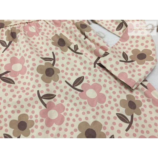 Mothercare 5-6 év 110-116 cm rózsaszín-khaki virágmintás pamut lány ruha - új, csak lecímkézve-átnőtte