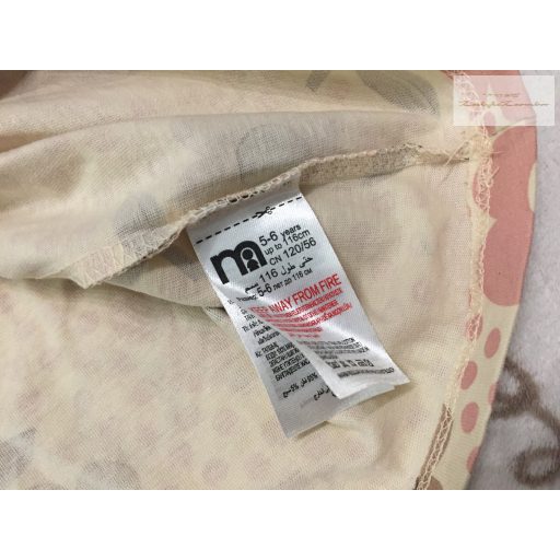 Mothercare 5-6 év 110-116 cm rózsaszín-khaki virágmintás pamut lány ruha - új, csak lecímkézve-átnőtte